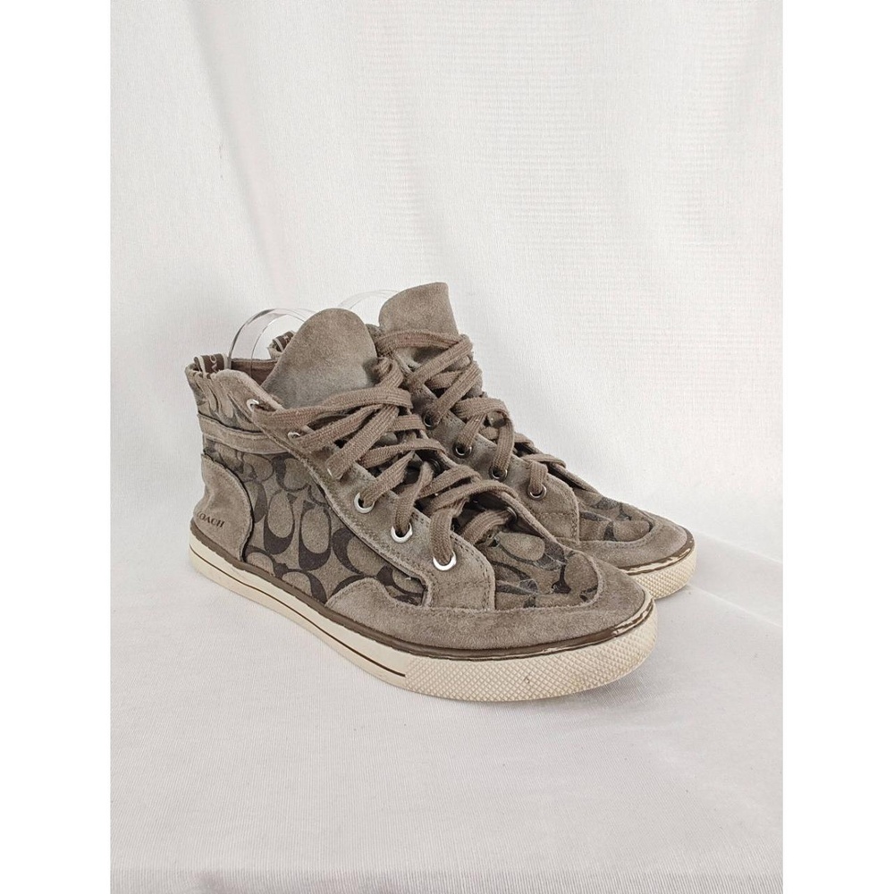 Coach Taupe Signature High-Top Sneakers